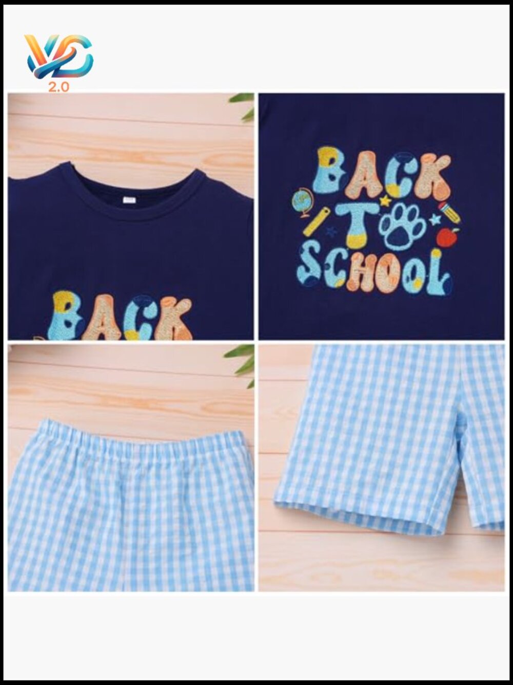 Toddler Boys Back to School Top with Shorts Embroidered School Bus Outfit - Picture 6 of 6